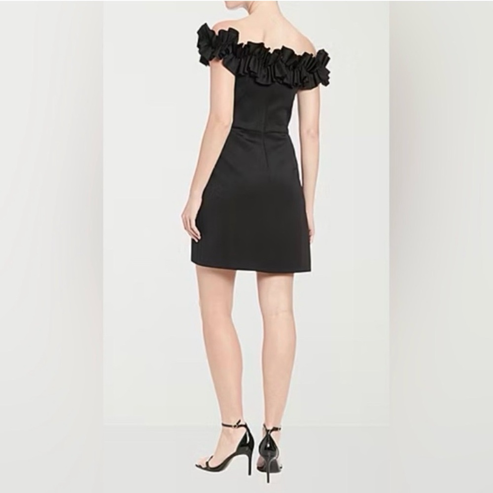 Chic Black Ruffled Off-Shoulder Mini Dress - Picture 2 of 3